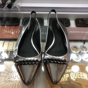 Coach Gunmetal pointy toe flat shoes dark silver